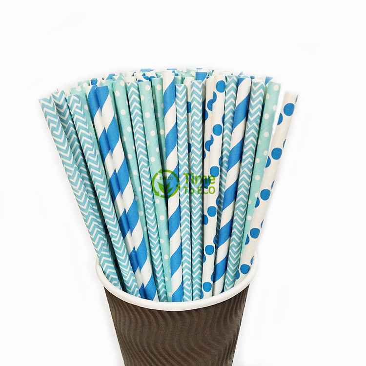 Blue & White paper straws