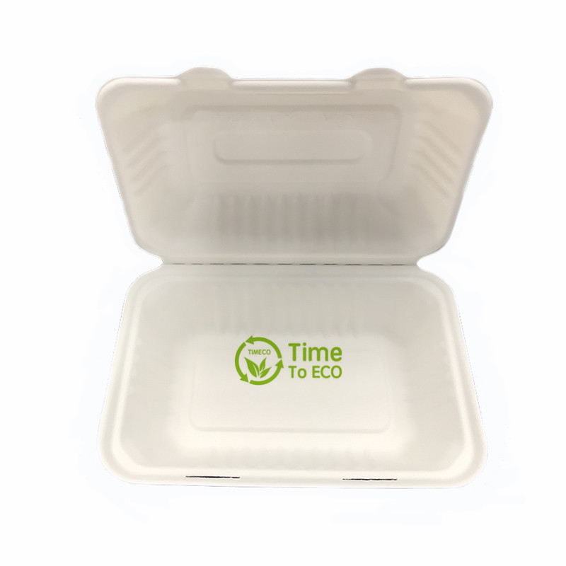 # 9" Bagasse Clamshell Meal box Biodegradable Sugarcane Food Containers BIO006
