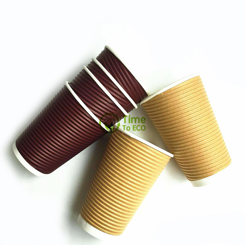 Horizontal Ripple Corrugated Bagasse Paper Cups