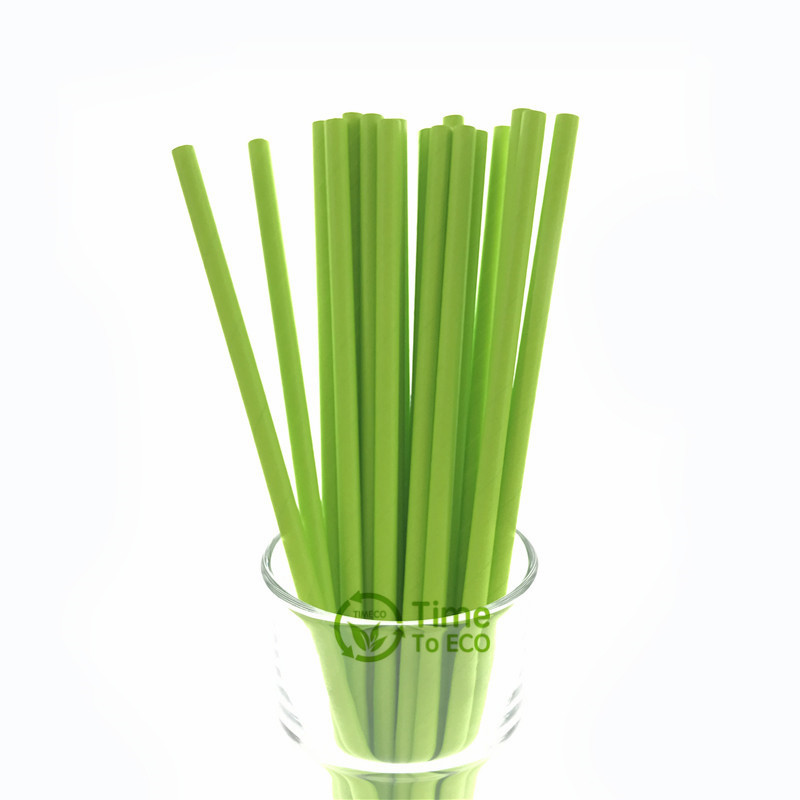 Plain green color paper straw
