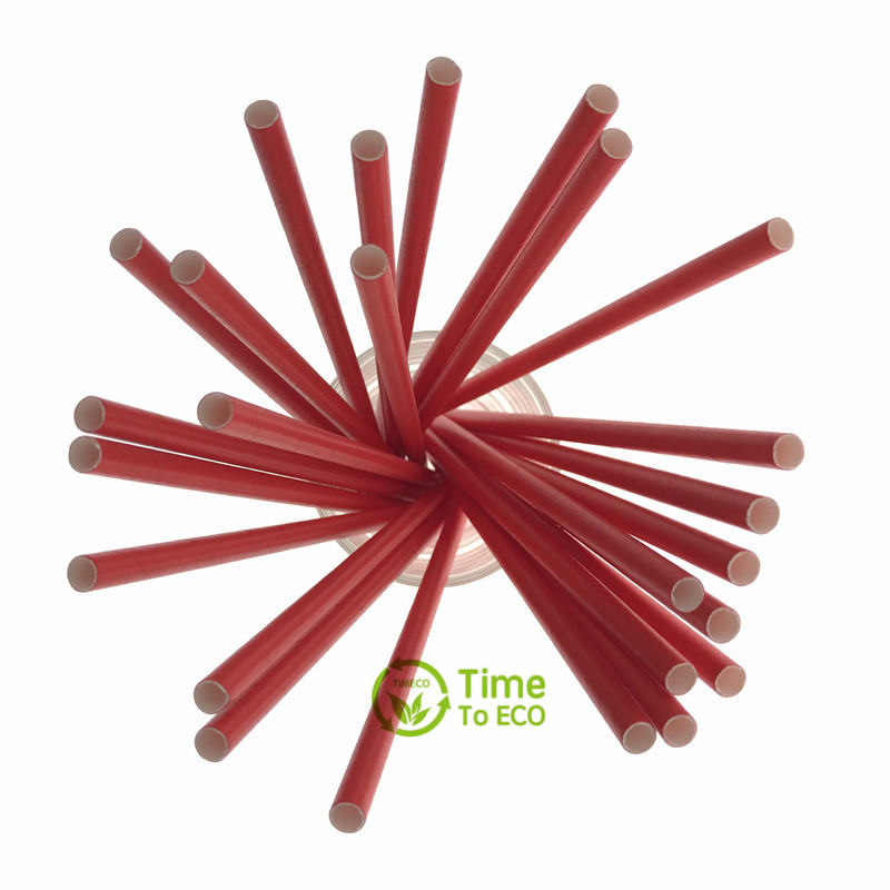 Plain red paper straw