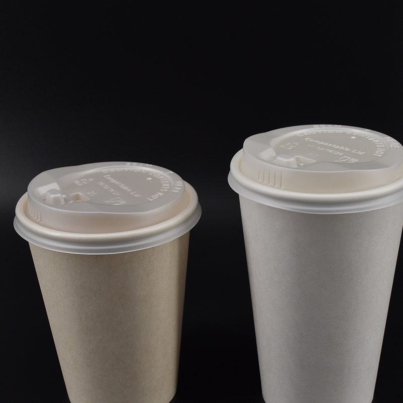 Compostable cPLA Coffee Cup Lid with Switch Cover