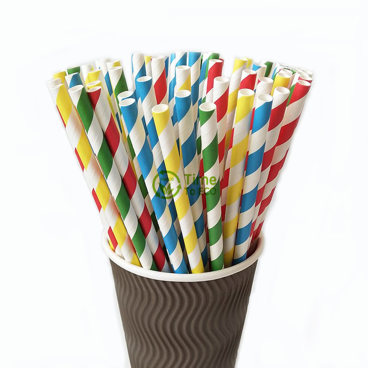 Striped paper drinking straws