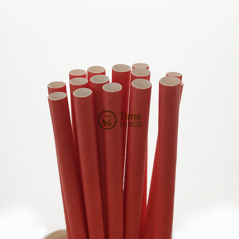 Red paper straw jumbo size