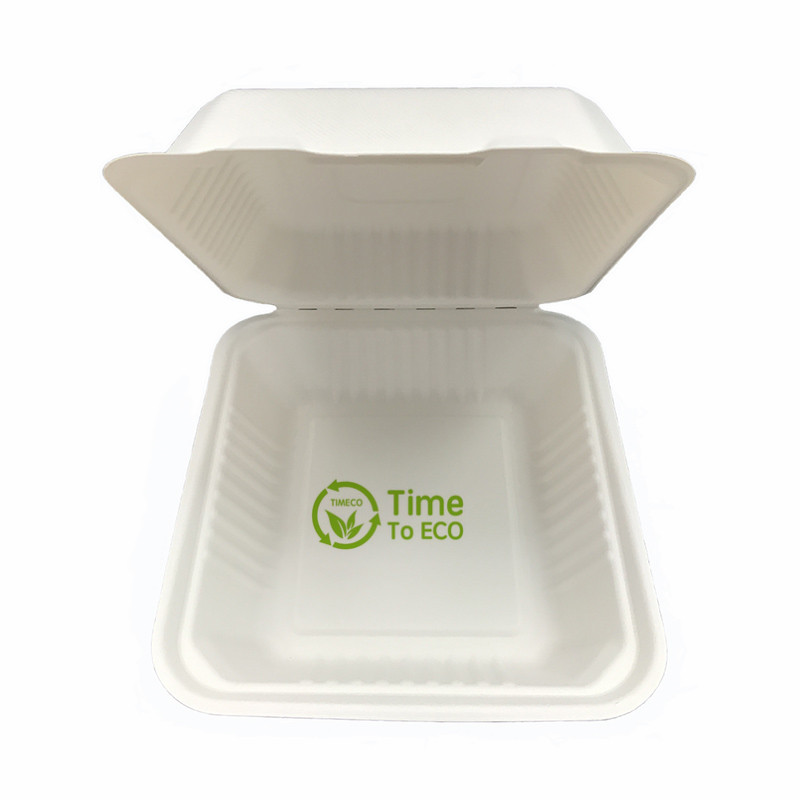 8 inch sugarcane bagasse clamshell box