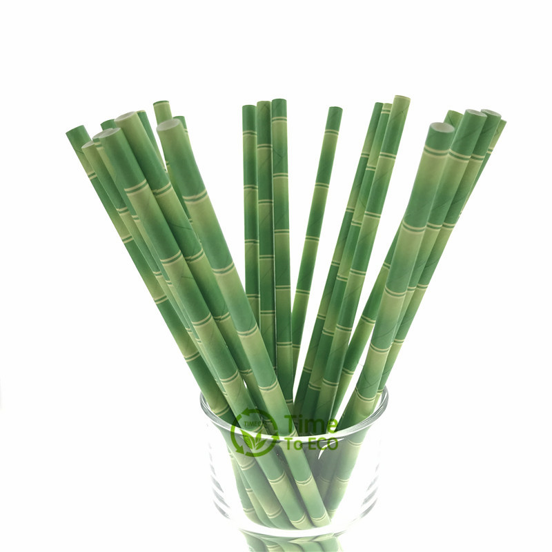Green bamboo design paper straw