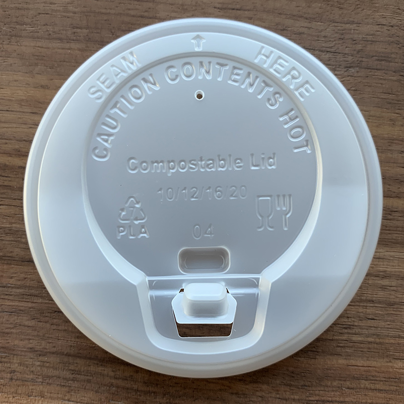 Compostable cPLA Coffee Cup Lid with Switch Cover